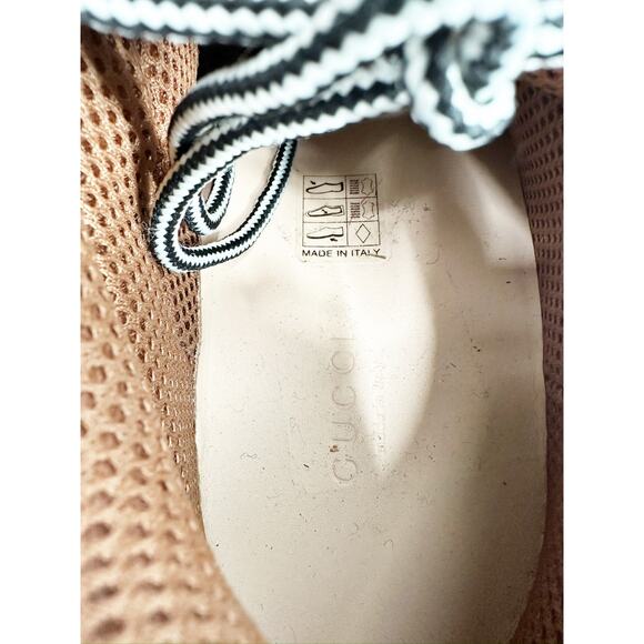 Gucci Flashtrek Chunky Green Gray Leather Crystal Embellished Sneakers Size 36 - Picture 3 of 9